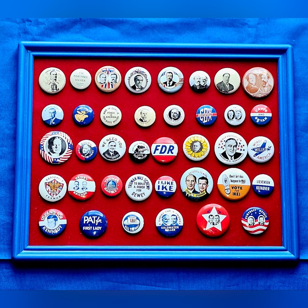 VTG 1972 Presidential Political Campaign Pins Buttons 38 Repro American Oil Co